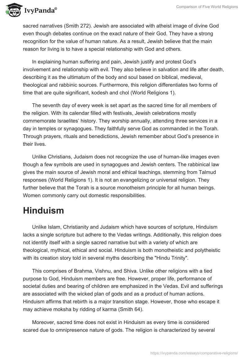 Comparison of Five World Religions. Page 3