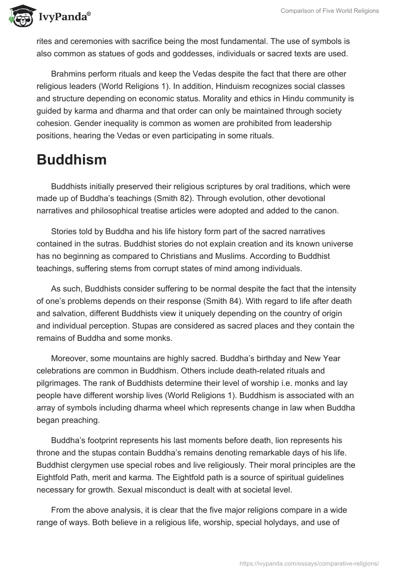 Comparison of Five World Religions. Page 4