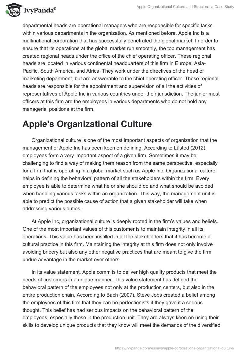 Apple Organizational Culture and Structure: A Case Study. Page 3