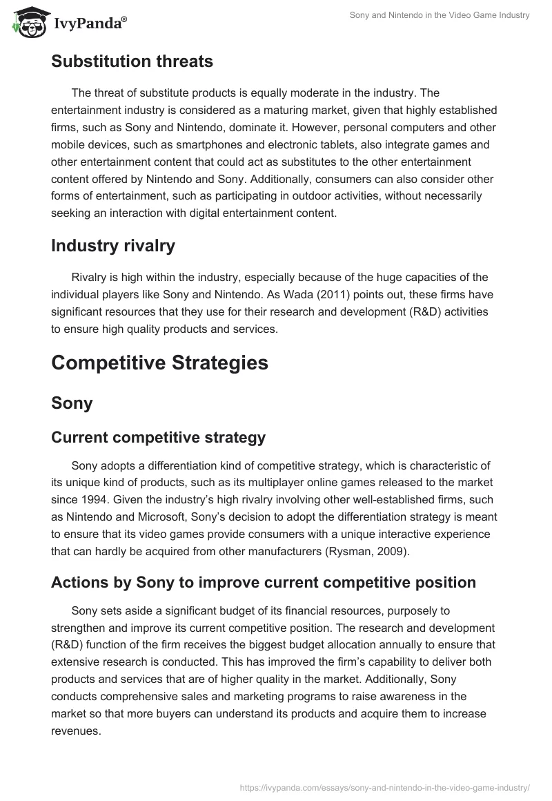 Sony and Nintendo in the Video Game Industry. Page 3