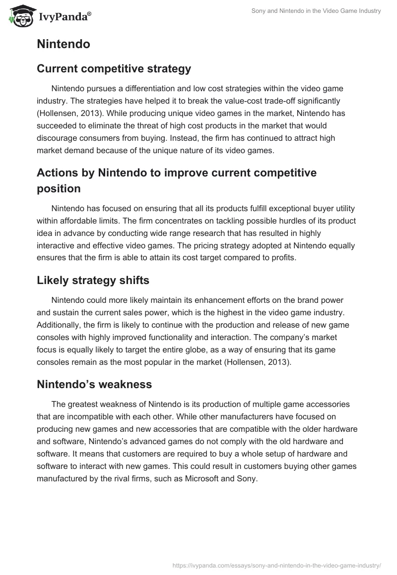 Sony and Nintendo in the Video Game Industry. Page 5