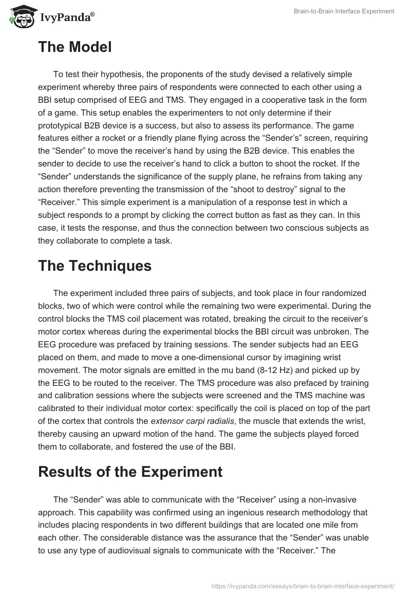 Brain-to-Brain Interface Experiment. Page 2