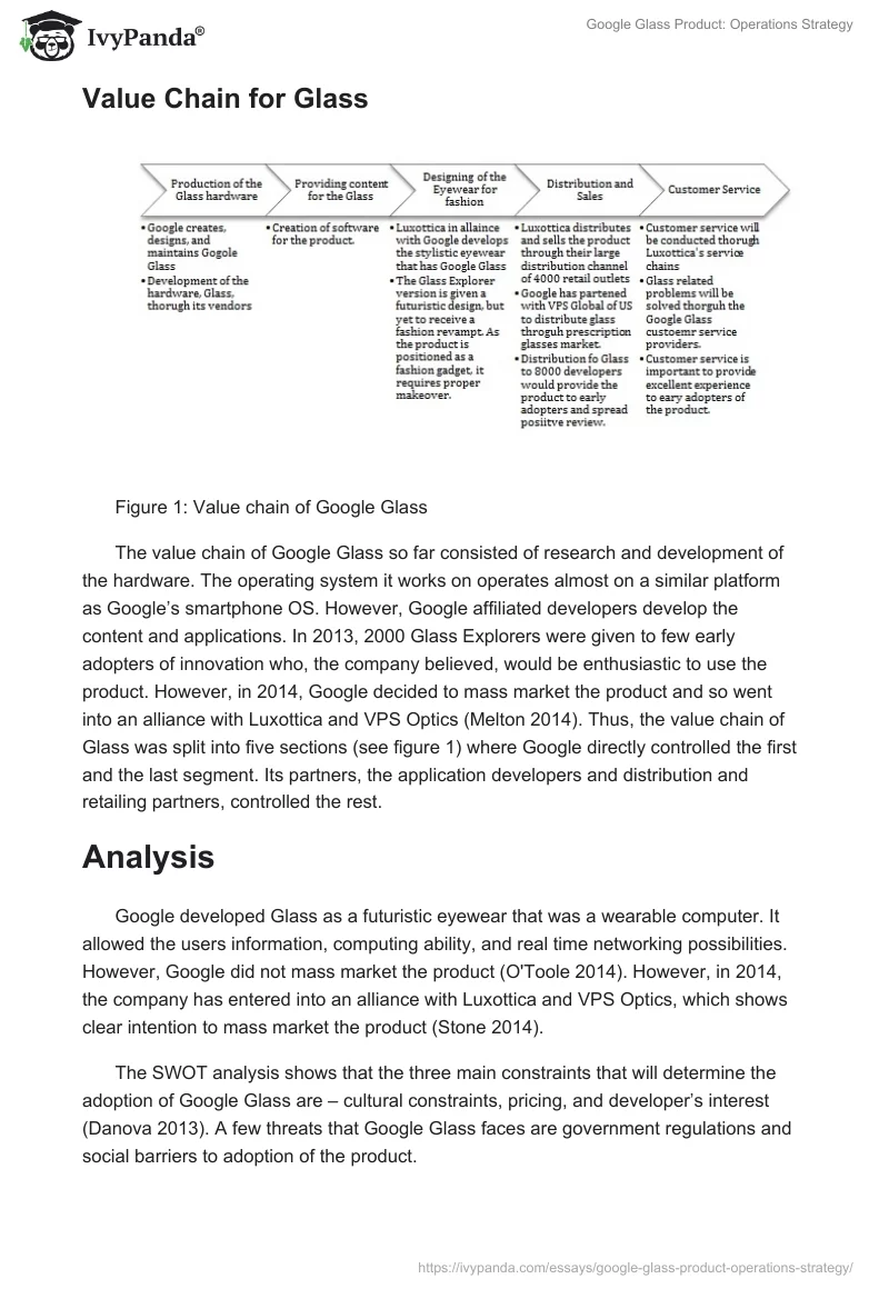 Google Glass Product: Operations Strategy. Page 4
