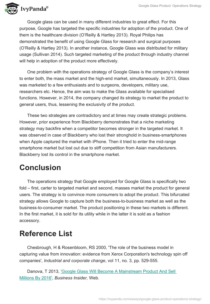 Google Glass Product: Operations Strategy. Page 5