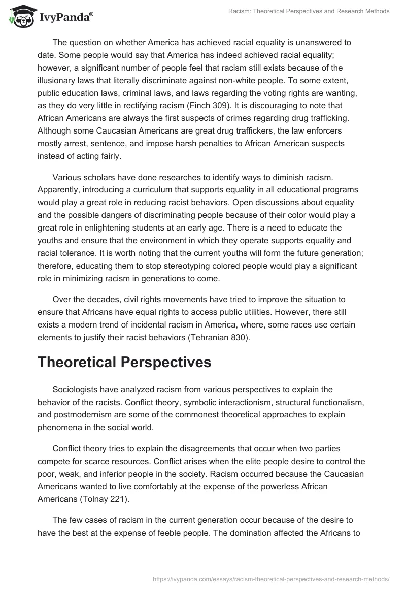 Racism: Theoretical Perspectives and Research Methods. Page 2