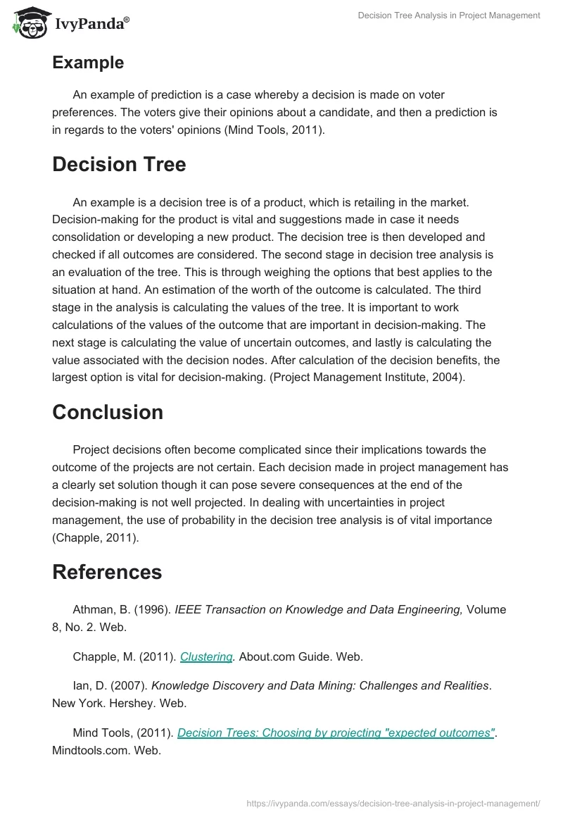 Decision Tree Analysis in Project Management. Page 4