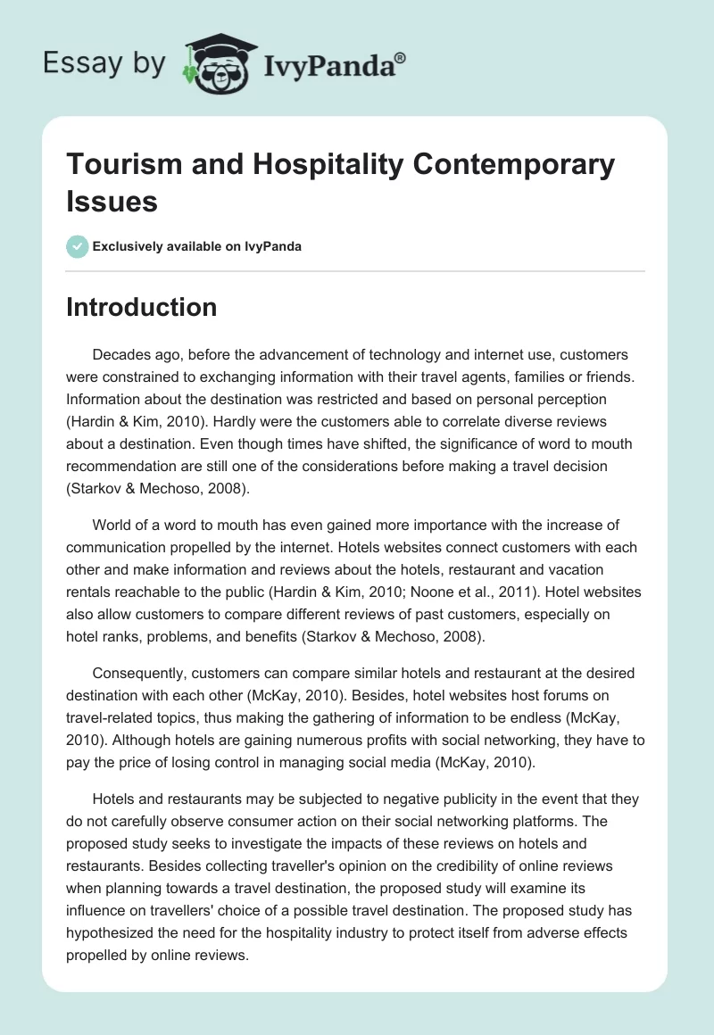 Tourism and Hospitality Contemporary Issues. Page 1