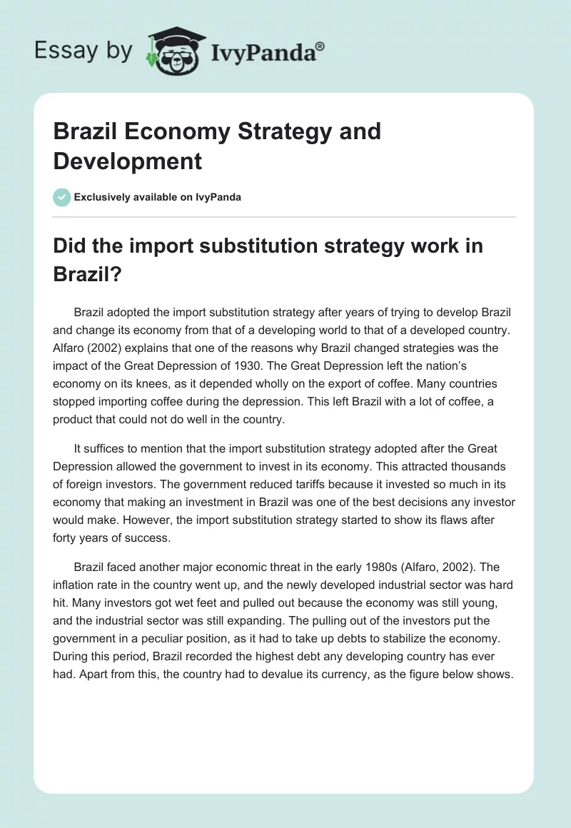 Brazil Economy Strategy and Development. Page 1