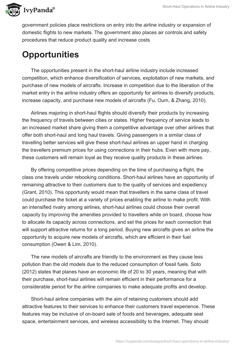 Short-Haul Operations in Airline Industry. Page 4