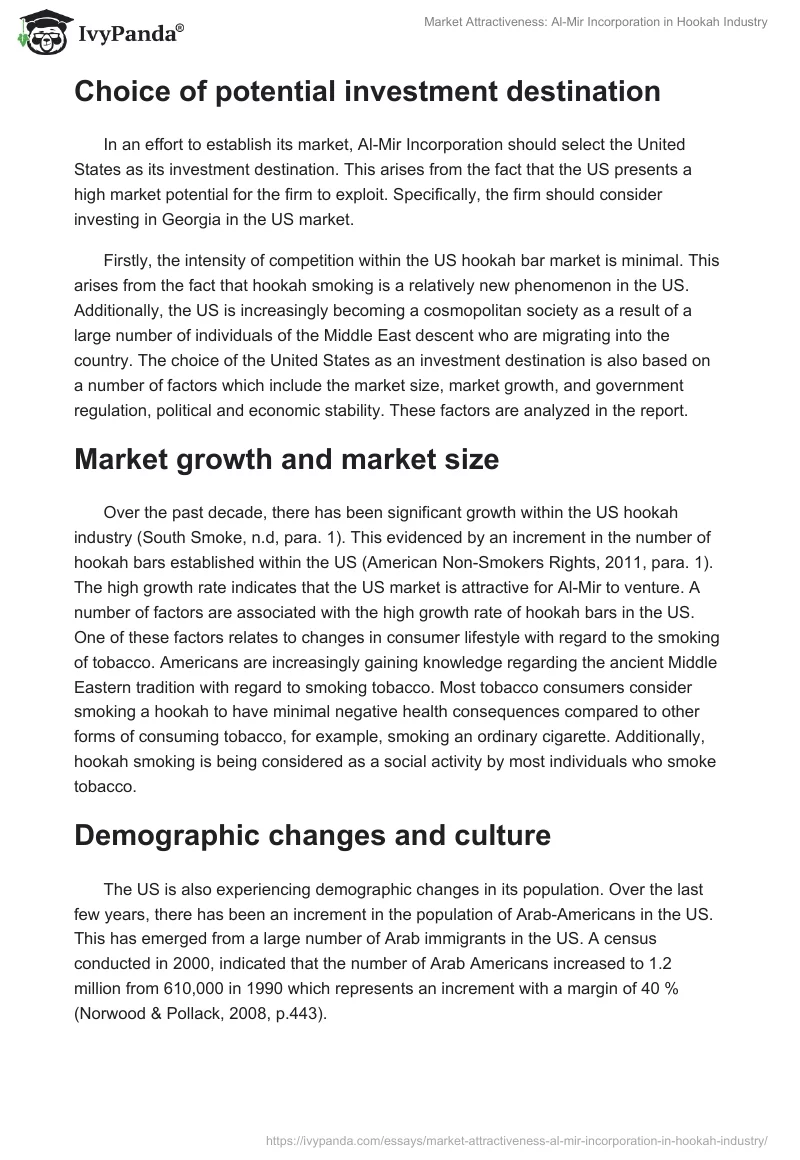 Market Attractiveness: Al-Mir Incorporation in Hookah Industry. Page 3