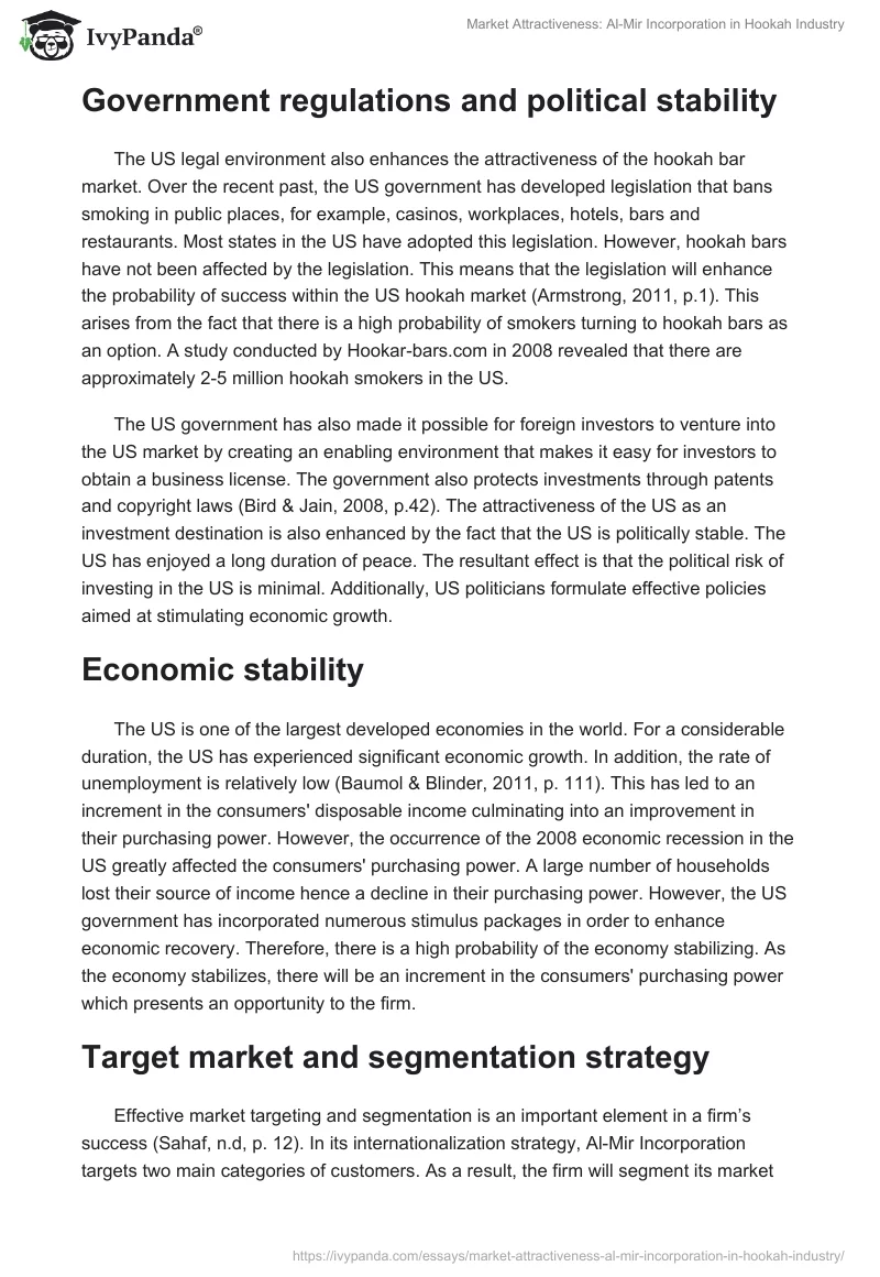Market Attractiveness: Al-Mir Incorporation in Hookah Industry. Page 5