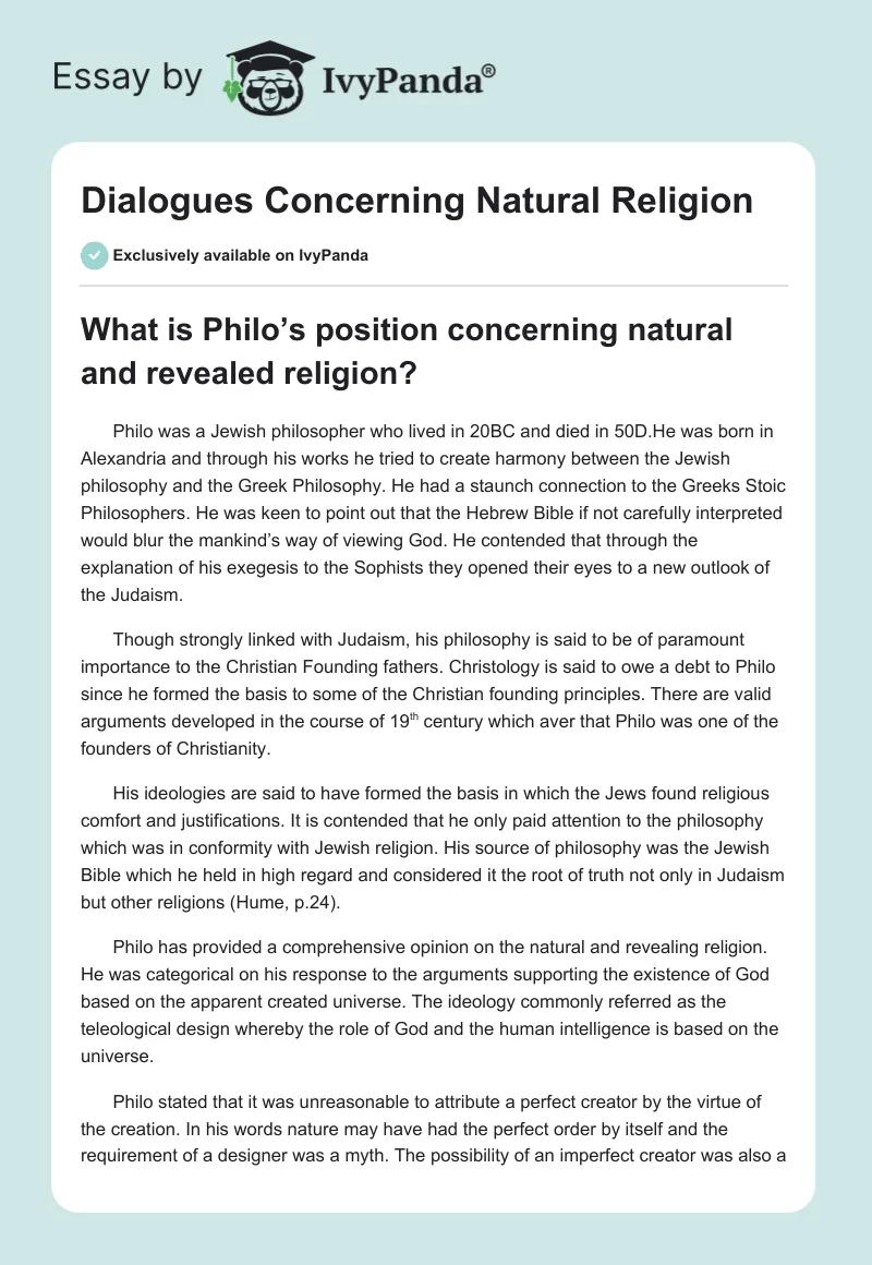 Dialogues Concerning Natural Religion. Page 1