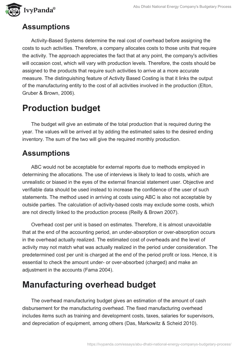 Abu Dhabi National Energy Company's Budgetary Process. Page 3