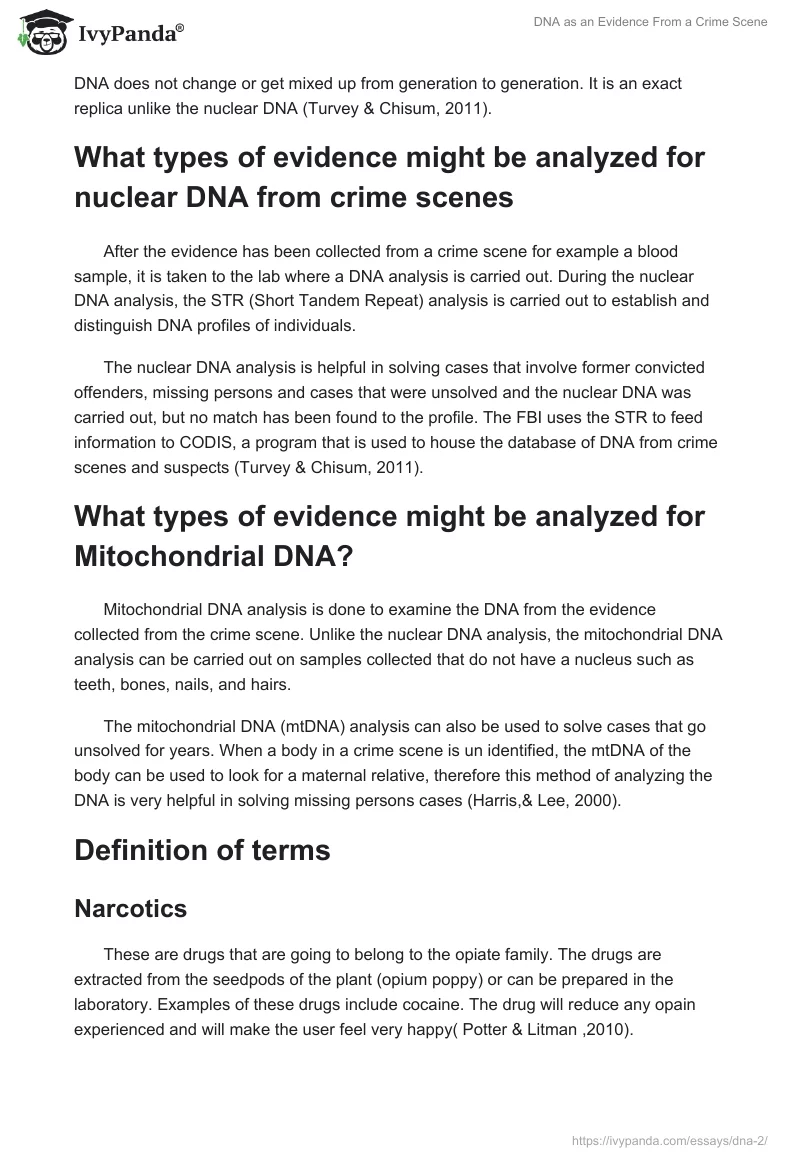 DNA as an Evidence From a Crime Scene. Page 2