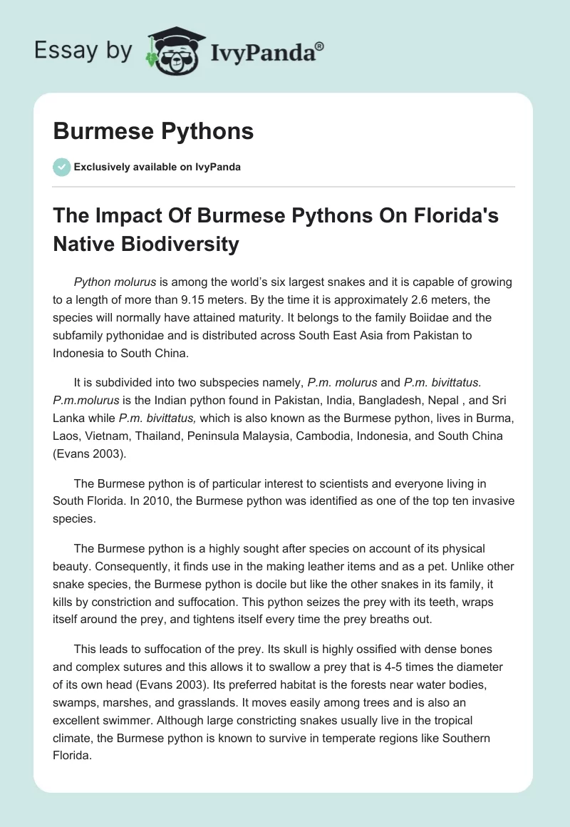 Burmese Pythons. Page 1