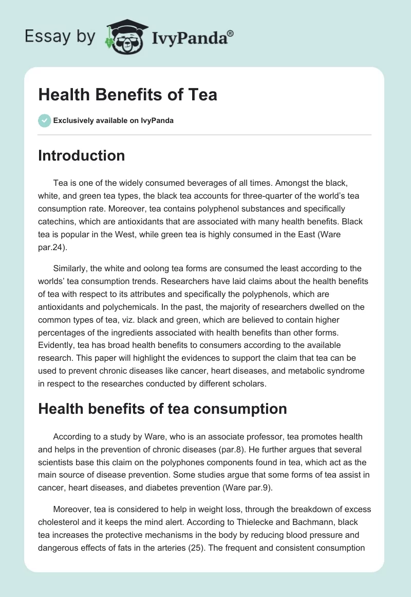 Health Benefits of Tea. Page 1