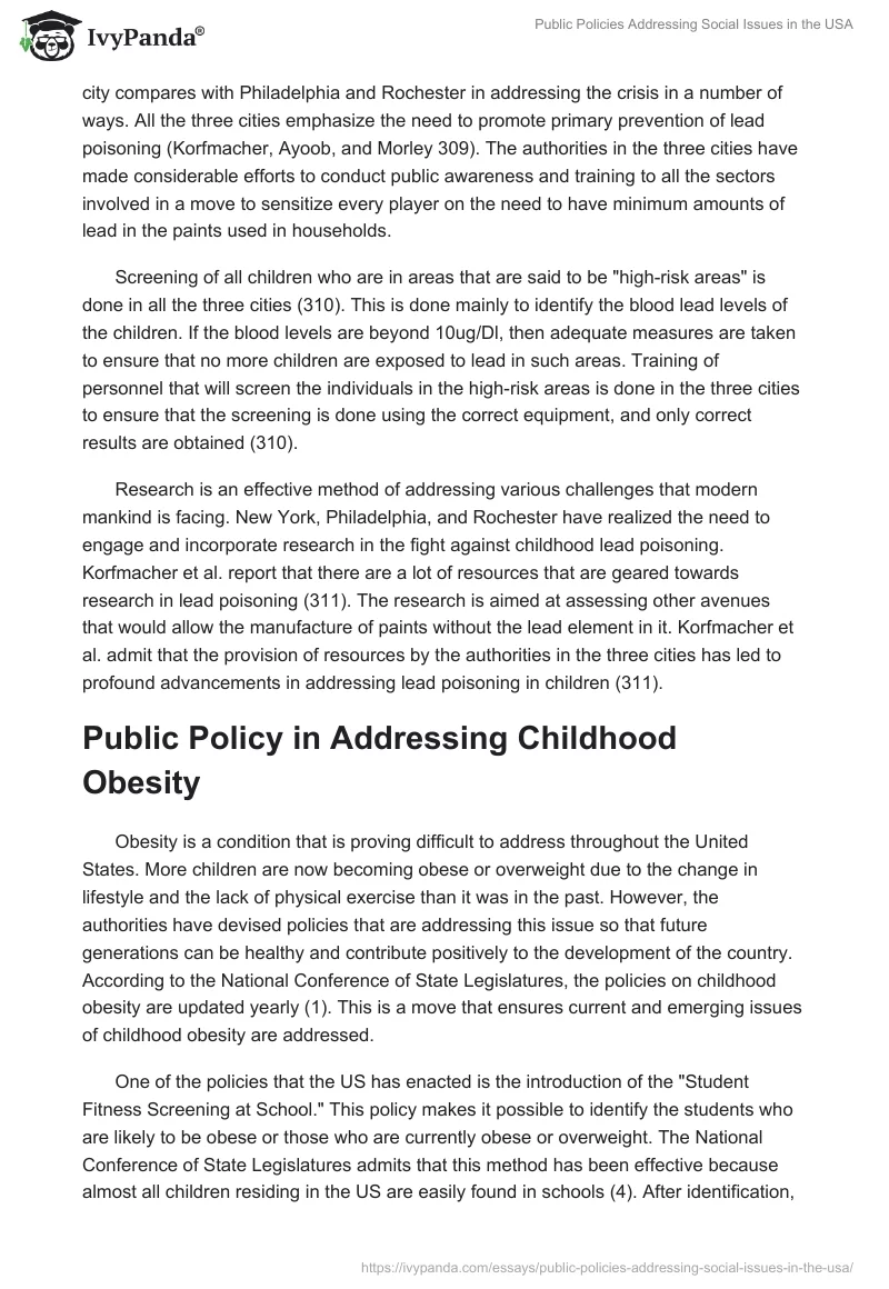 Public Policies Addressing Social Issues in the USA. Page 3