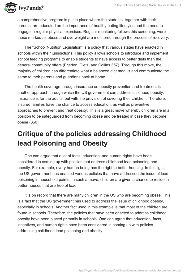 Public Policies Addressing Social Issues in the USA. Page 4
