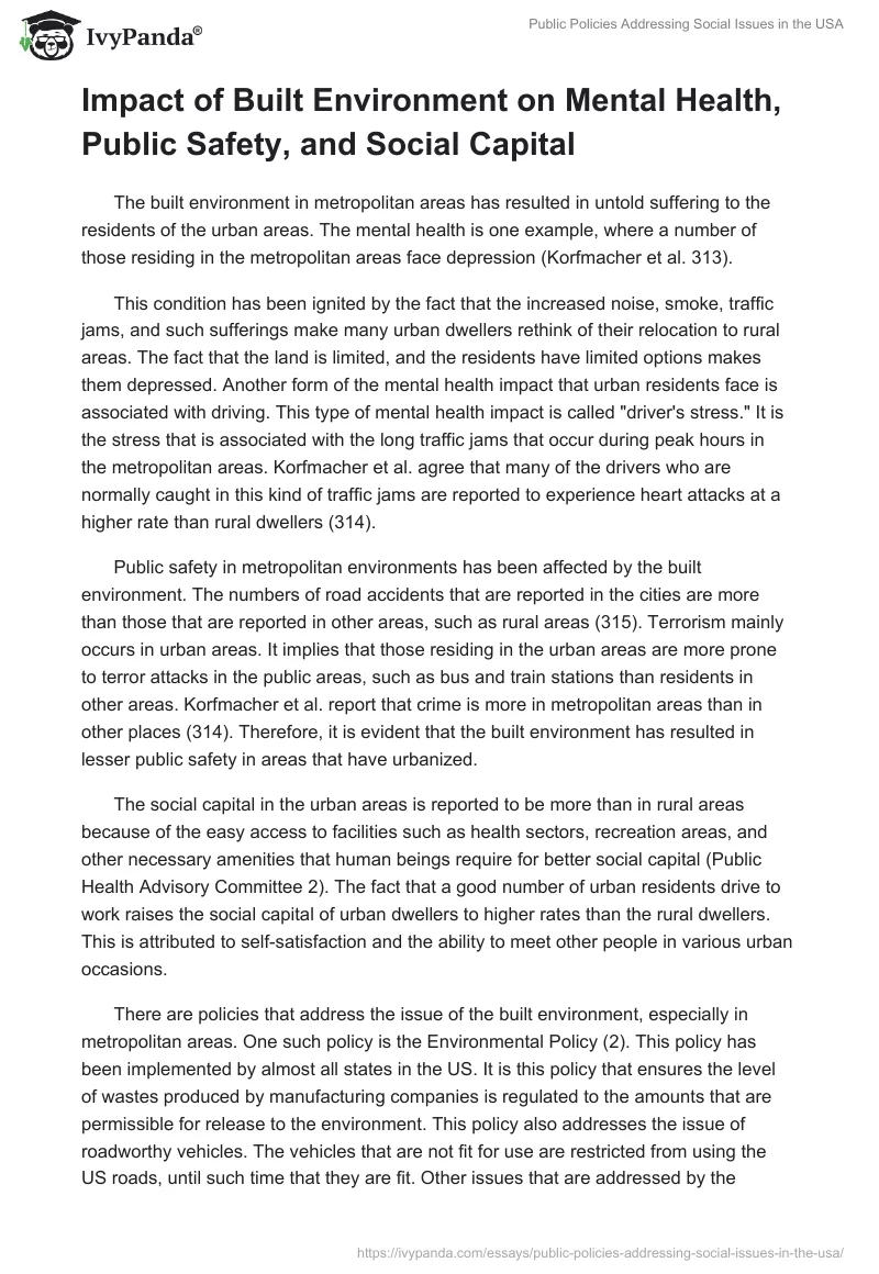 Public Policies Addressing Social Issues in the USA. Page 5