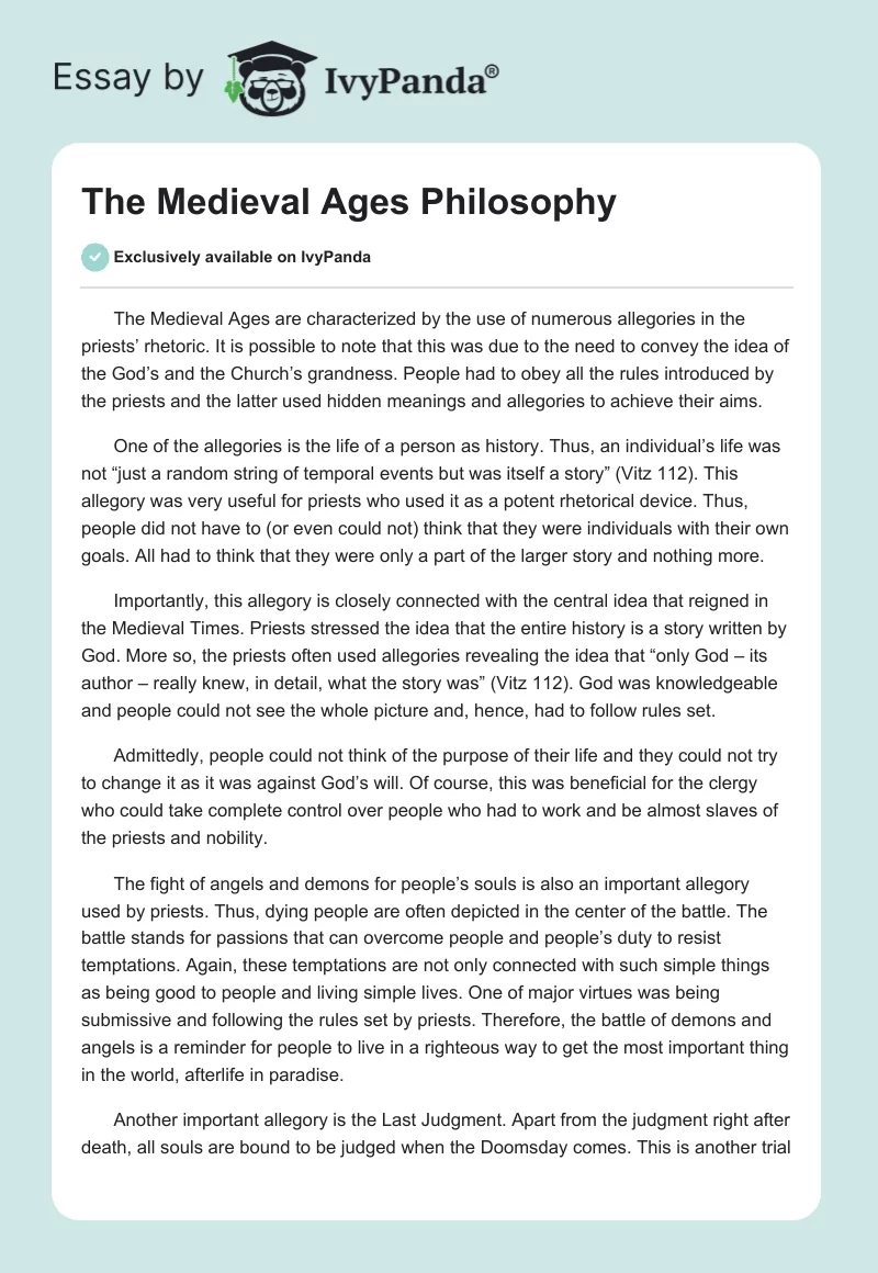 The Medieval Ages Philosophy. Page 1