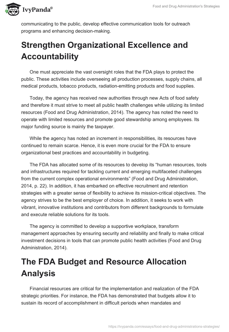 Food and Drug Administration's Strategies. Page 4