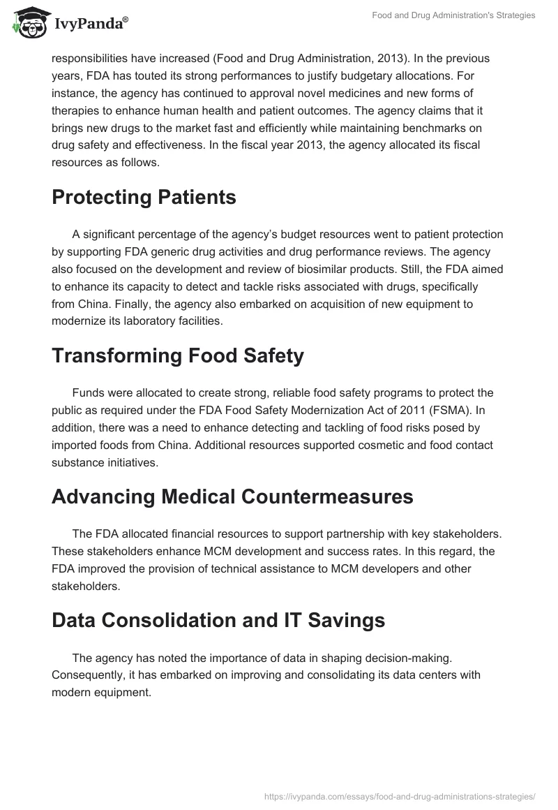 Food and Drug Administration's Strategies. Page 5