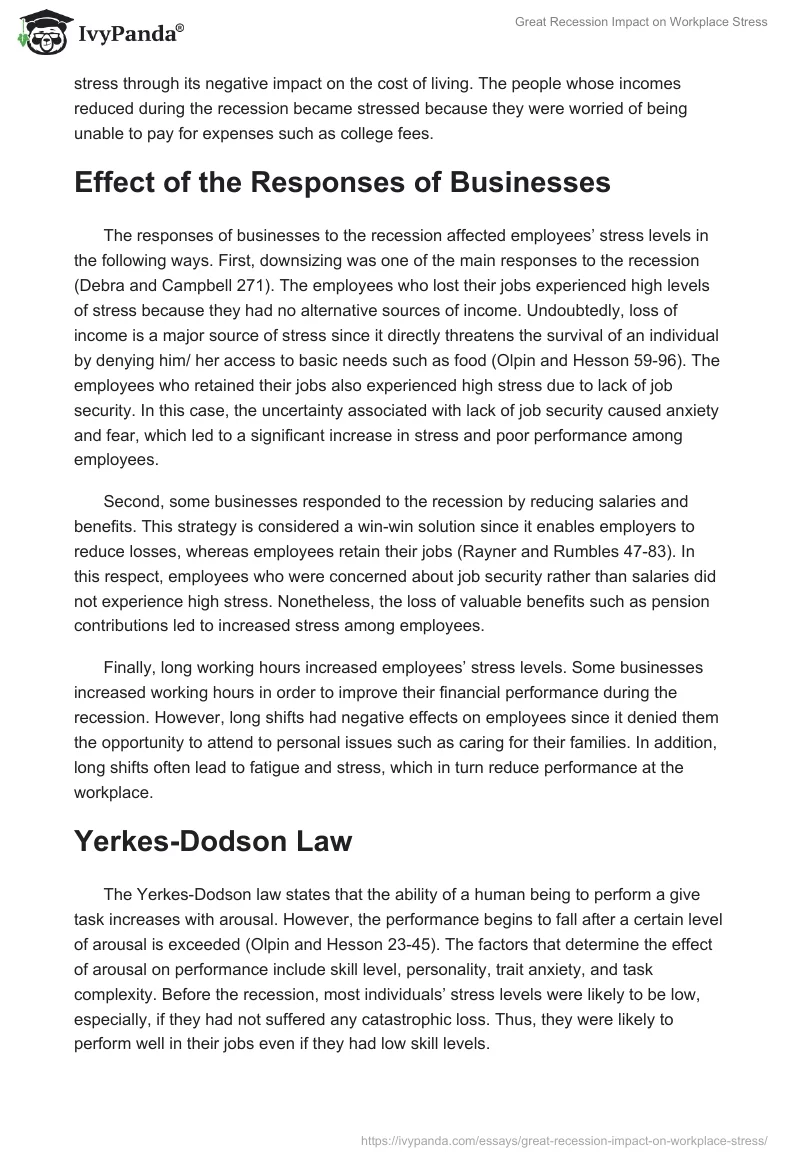 Great Recession Impact on Workplace Stress. Page 2