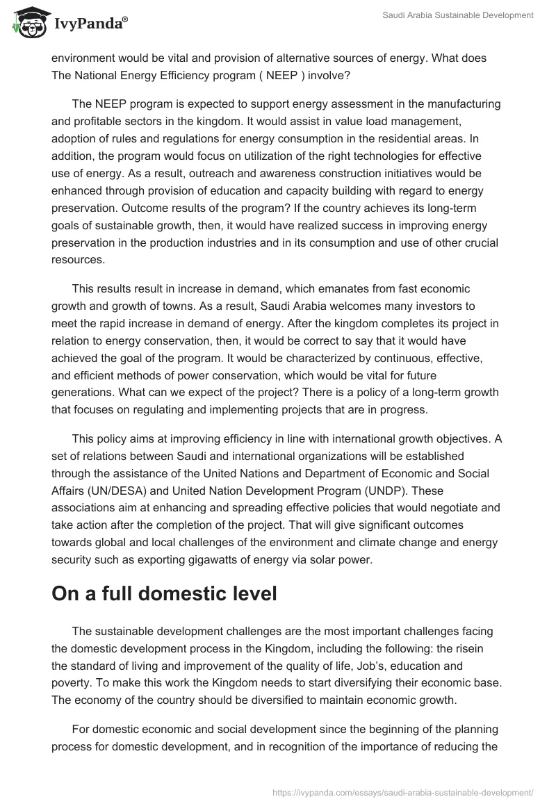 Saudi Arabia Sustainable Development. Page 2