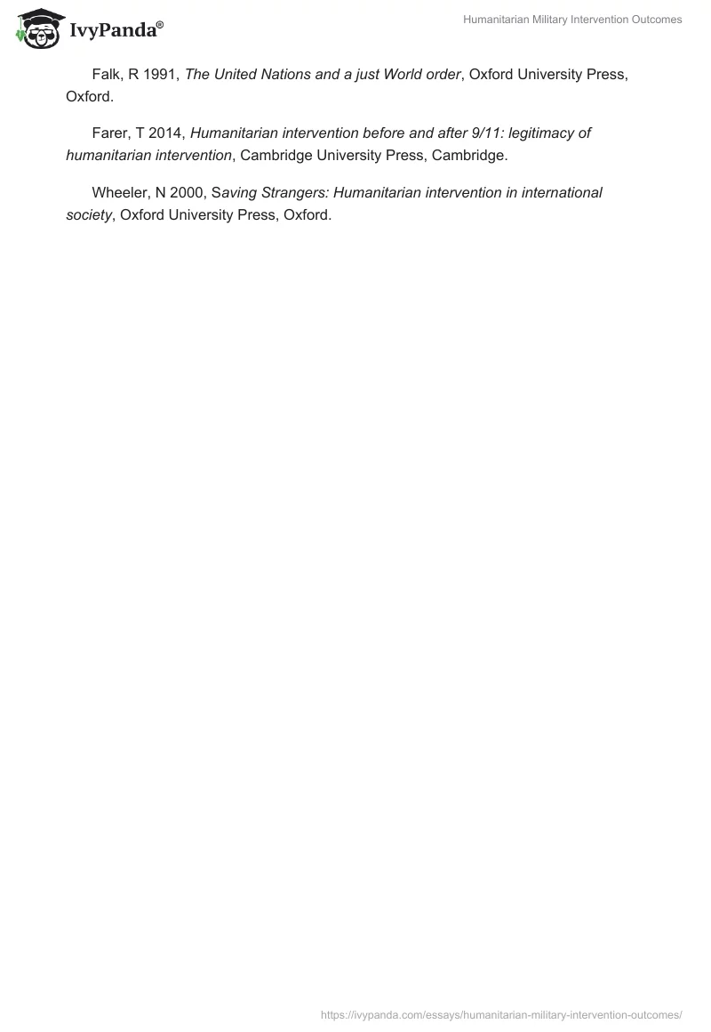 Humanitarian Military Intervention Outcomes. Page 5
