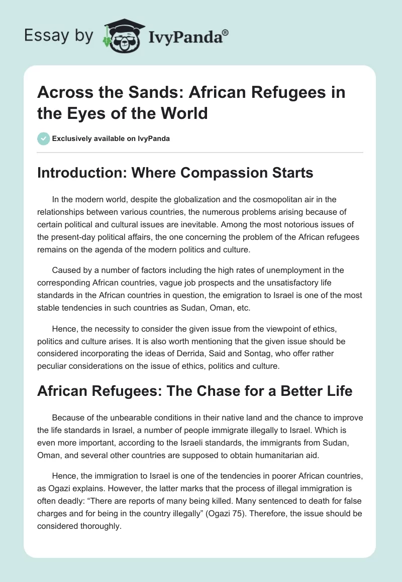 Across the Sands: African Refugees in the Eyes of the World. Page 1