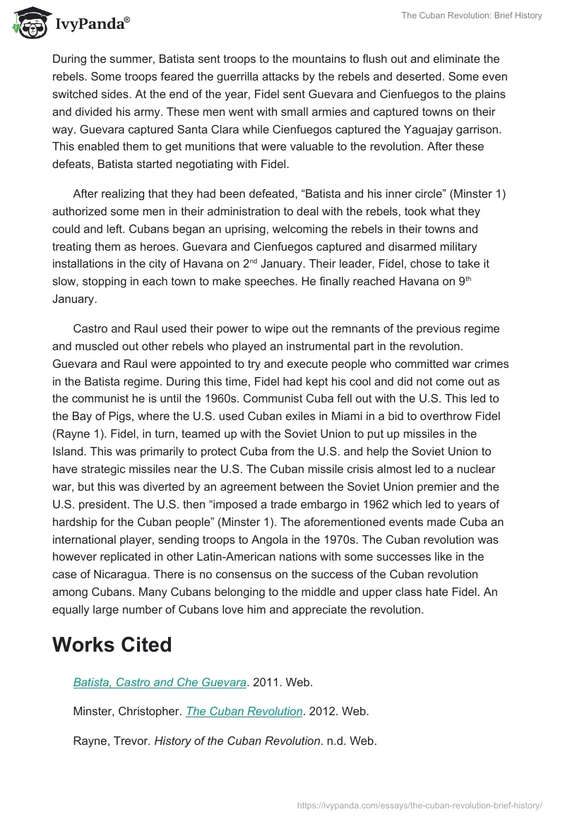 The Cuban Revolution: Brief History. Page 2