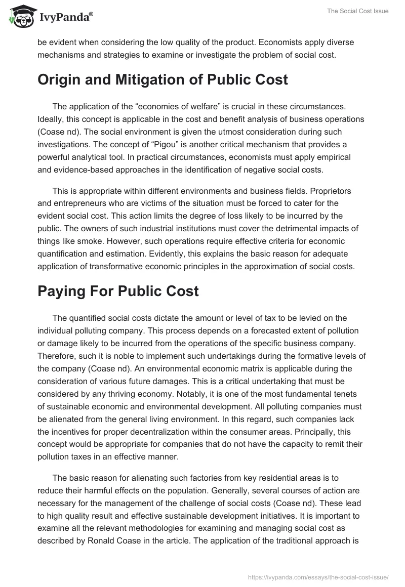 The Social Cost Issue. Page 2