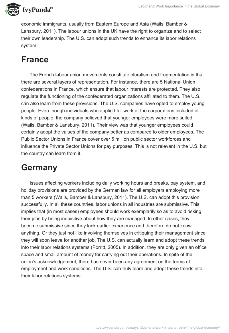 Labor and Work Importance in the Global Economy. Page 2