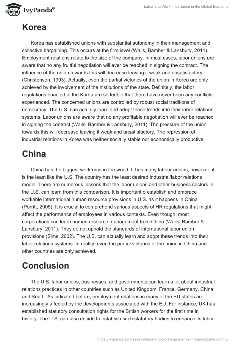 Labor and Work Importance in the Global Economy. Page 3