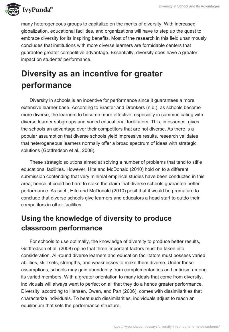 Diversity in School and Its Advantages. Page 2