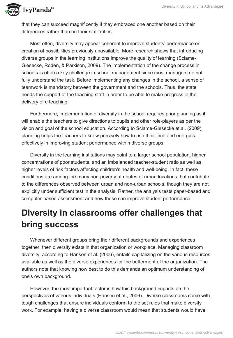 Diversity in School and Its Advantages. Page 5
