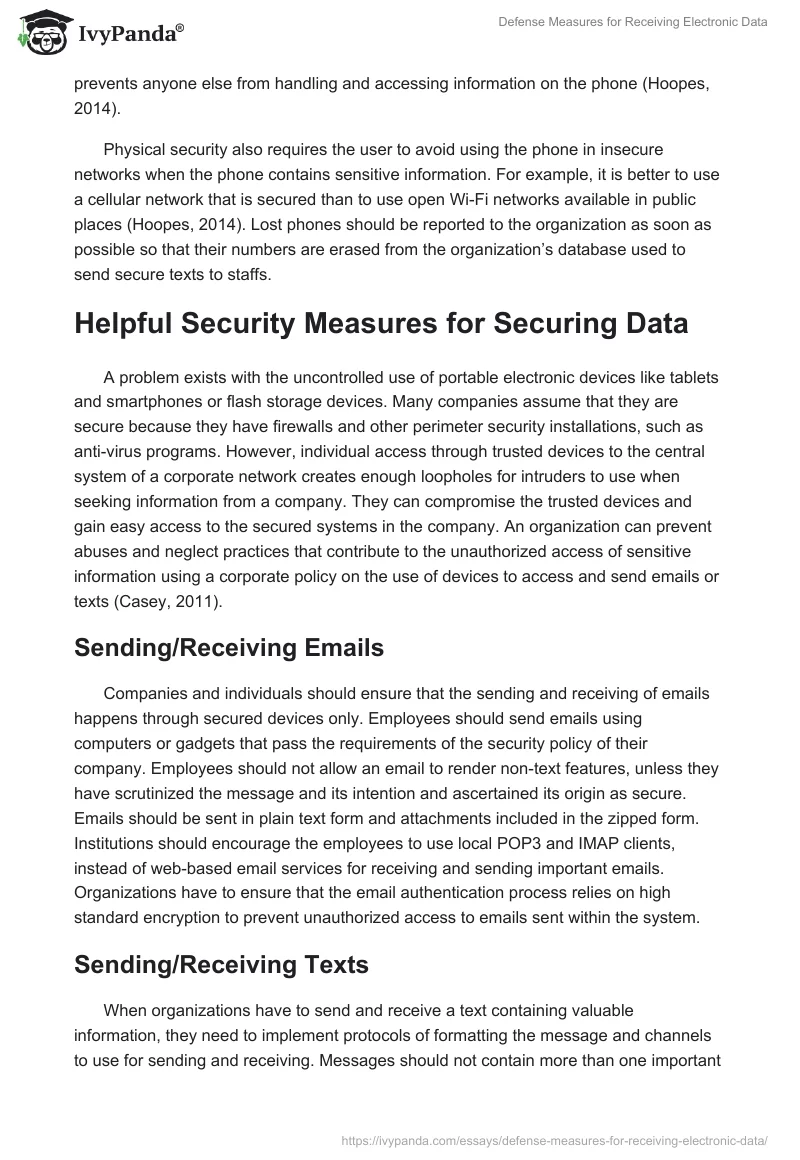 Defense Measures for Receiving Electronic Data. Page 5