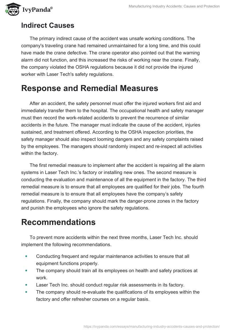 Manufacturing Industry Accidents: Causes and Protection. Page 2