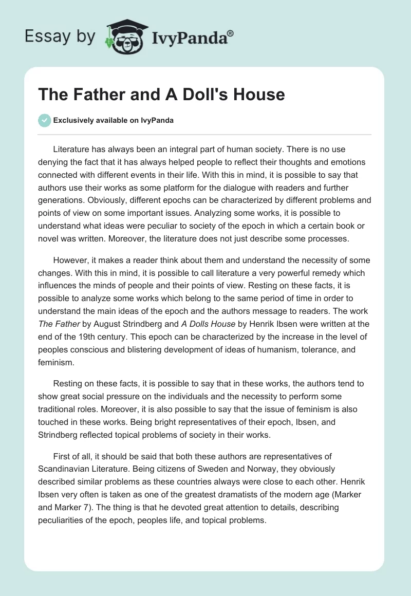 "The Father" and "A Doll's House". Page 1