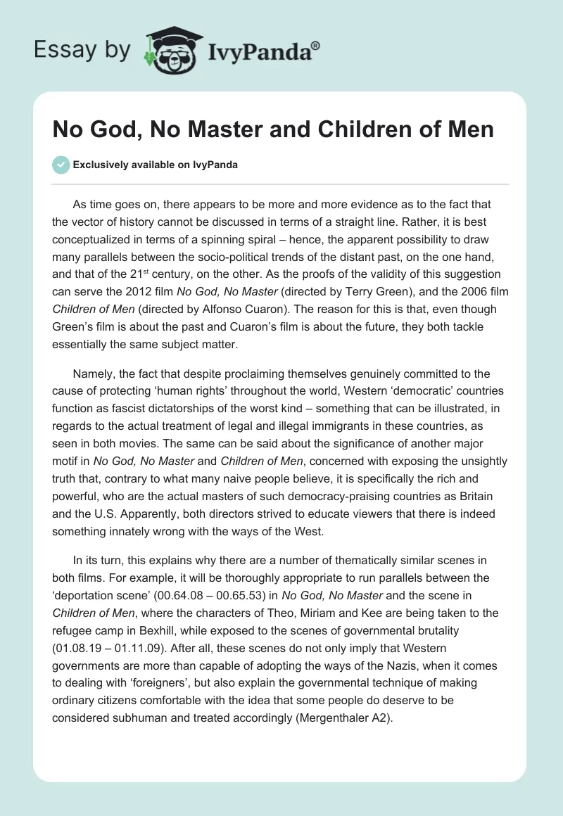"No God, No Master" and "Children of Men". Page 1