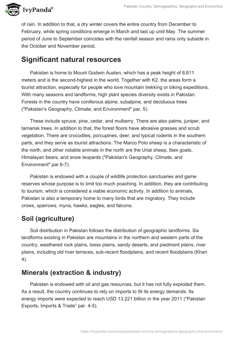 Pakistan Country: Demographics, Geography and Economics. Page 3