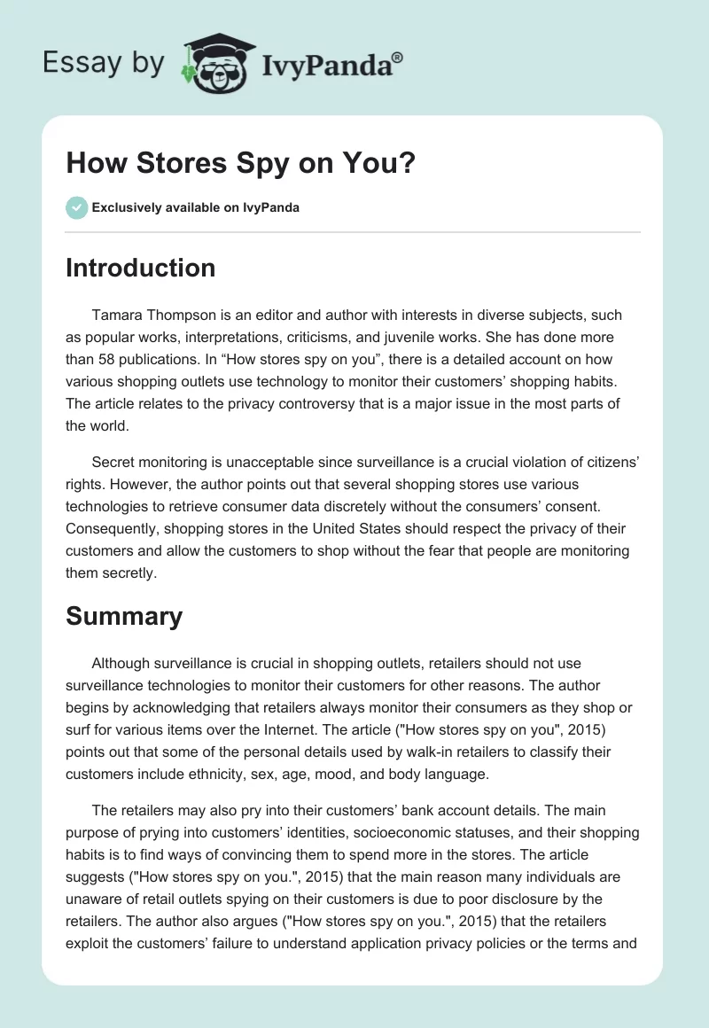 How Stores Spy on You?. Page 1