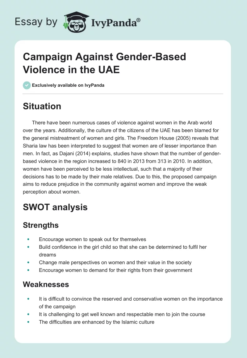 Campaign Against Gender-Based Violence in the UAE. Page 1