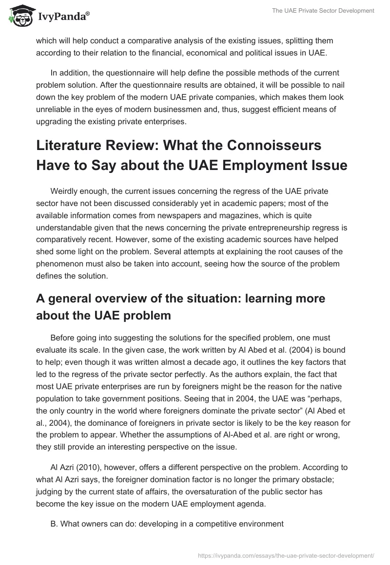 The UAE Private Sector Development. Page 4