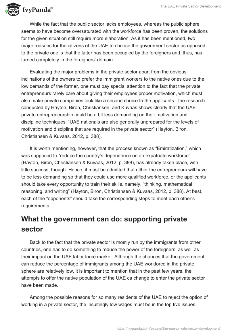 The UAE Private Sector Development. Page 5