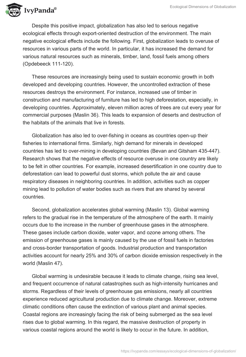 Ecological Dimensions of Globalization. Page 2