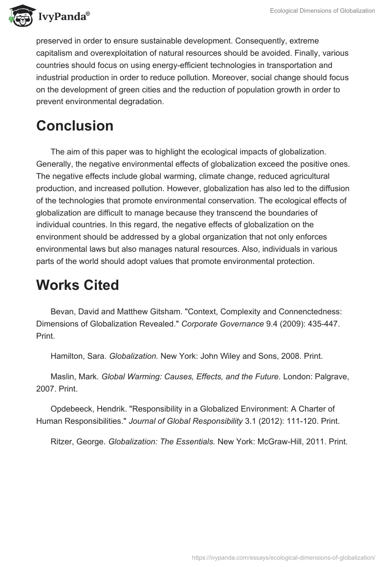 Ecological Dimensions of Globalization. Page 5