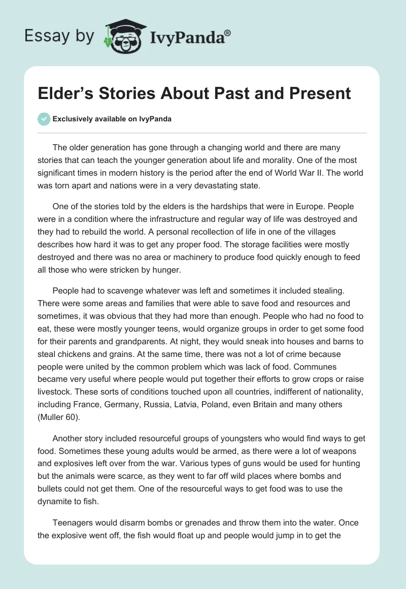 Elder’s Stories About Past and Present. Page 1