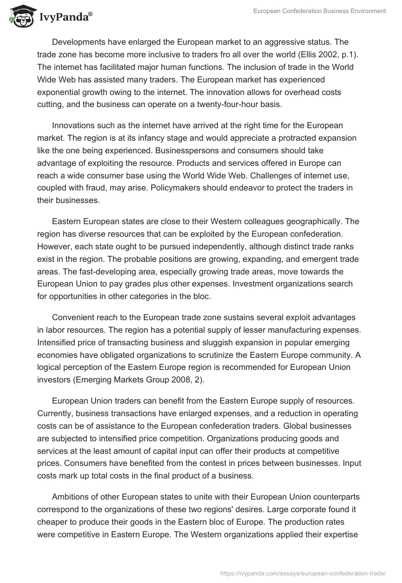 European Confederation Business Environment. Page 4