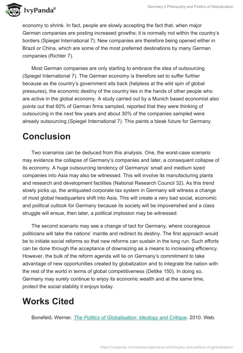 Germany’s Philosophy and Politics of Globalization. Page 5
